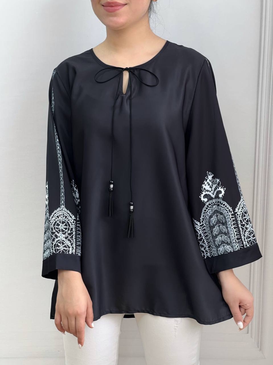 تونیک آستین طرحدار منگوله کد 3561