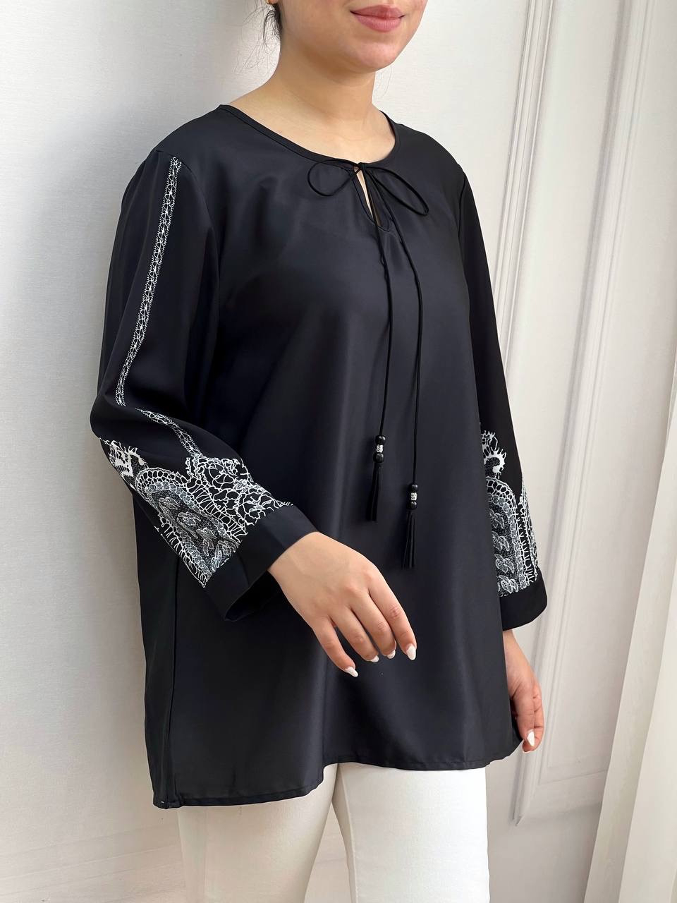 تونیک آستین طرحدار منگوله کد 3561