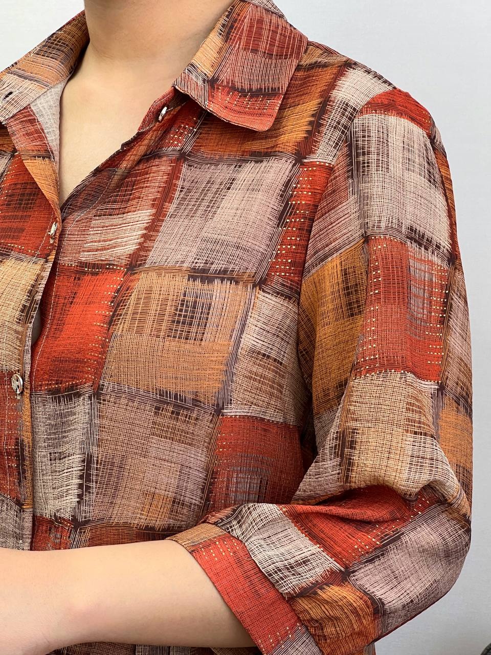 شومیز چهارخونه کرپ لمه کد 3563