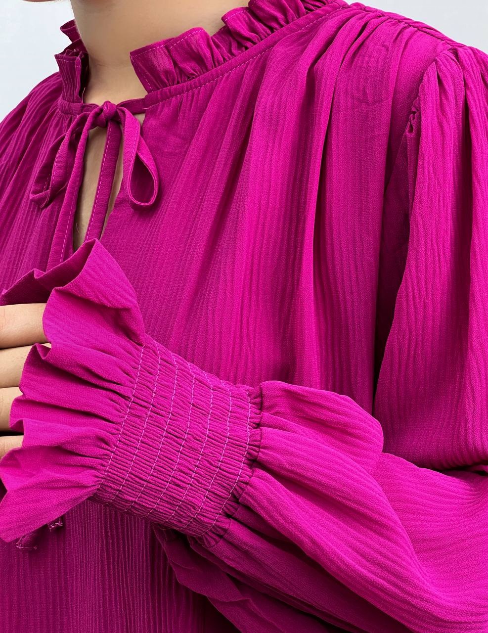 شومیز حریر کریشه آستردار کد 3570