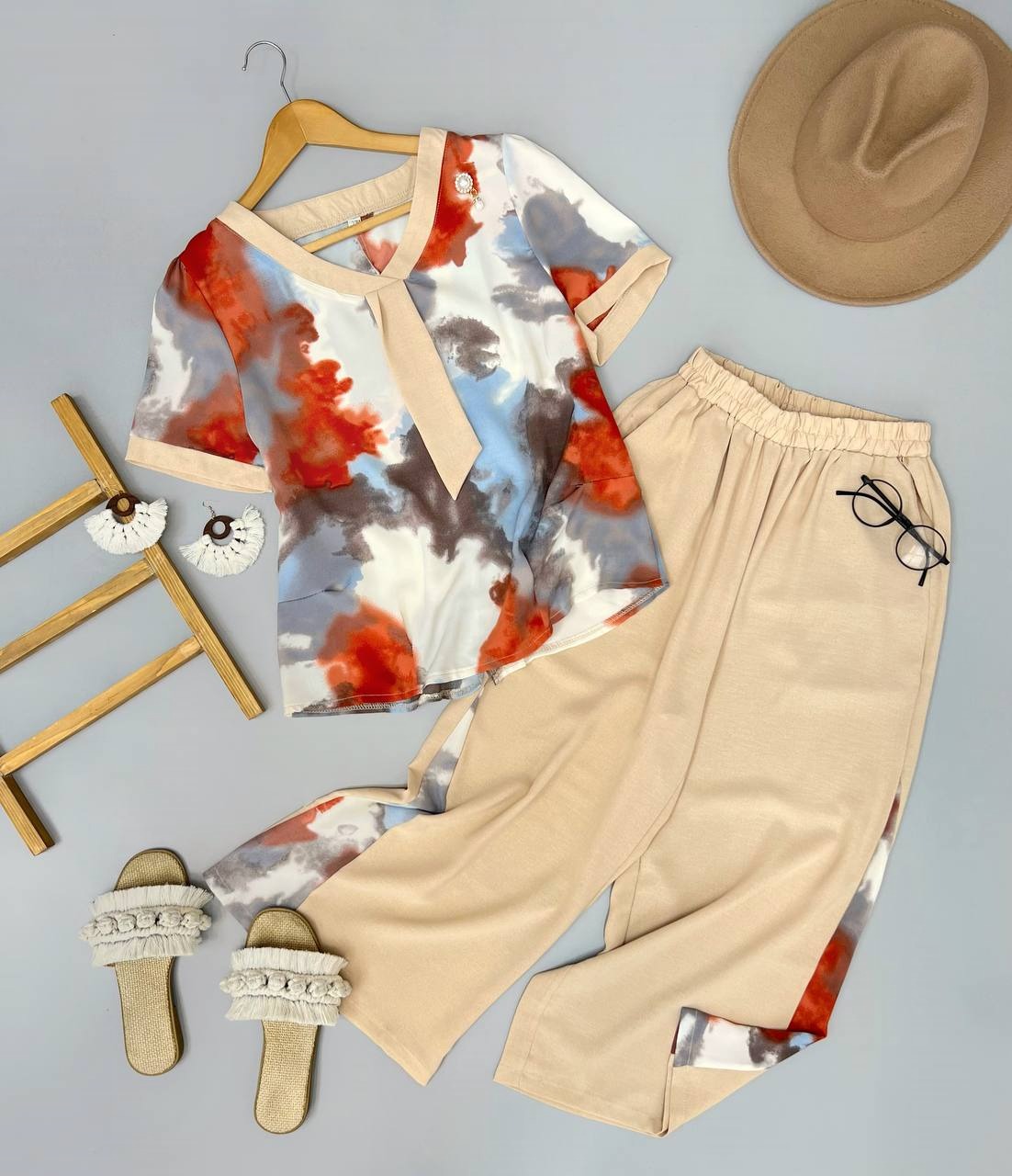 ست شومیز و شلوار آبرنگی کد 3572