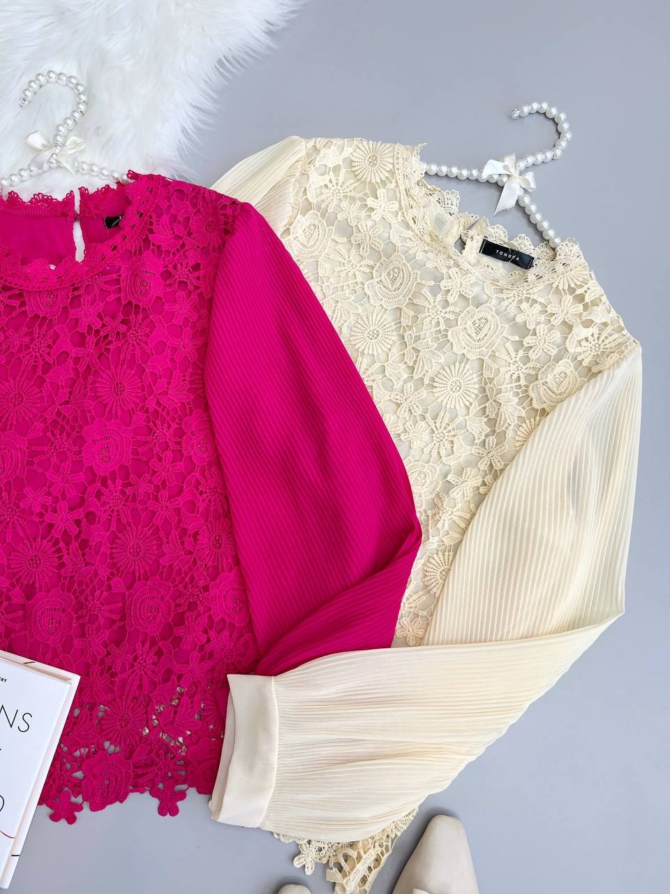 شومیز دانتل استین پلیسه کد 3577