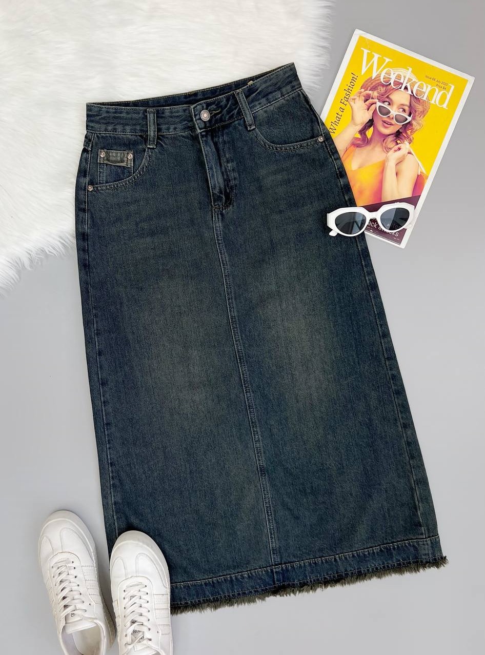 دامن جین تکرنگ کد 3578