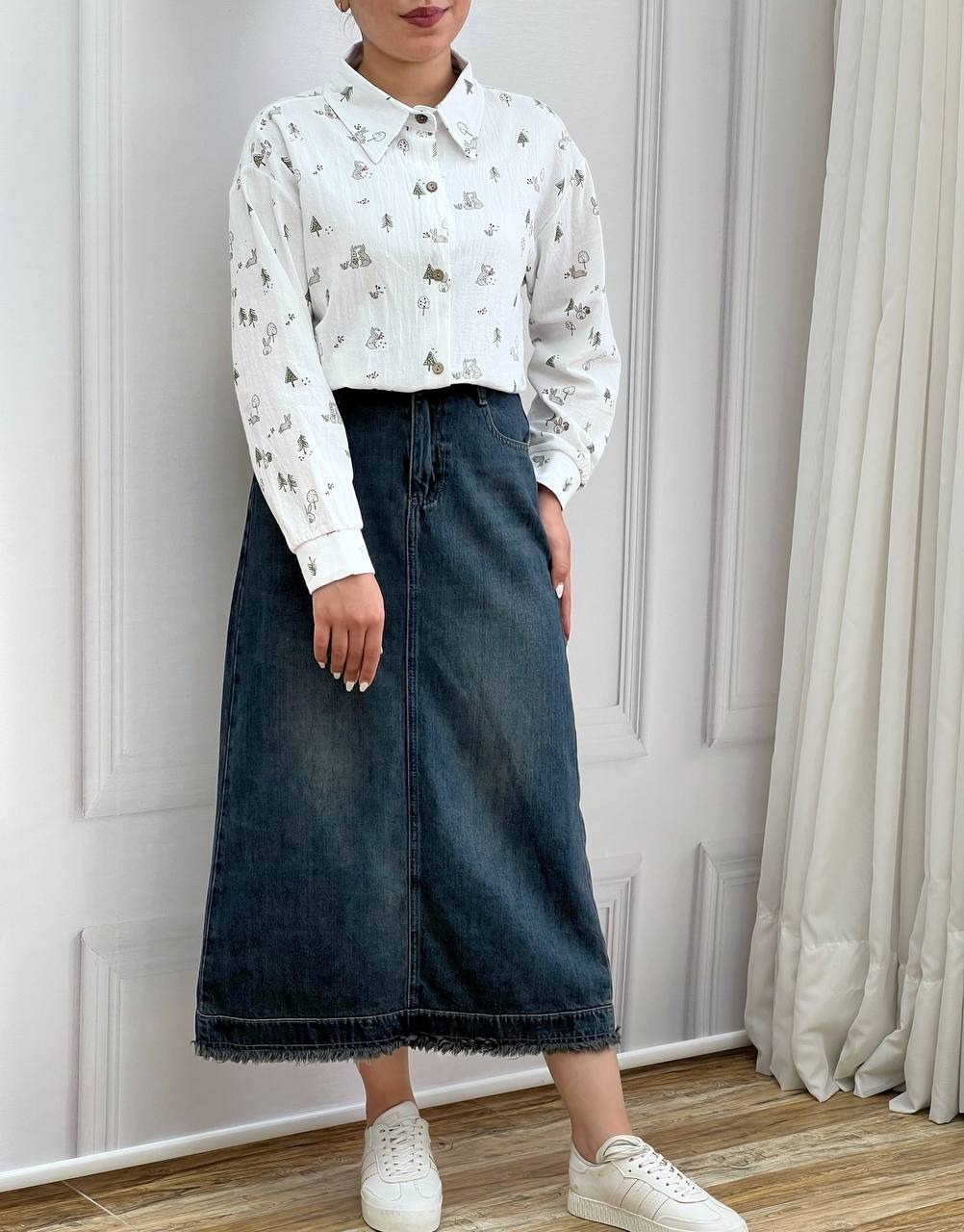 دامن جین تکرنگ کد 3578