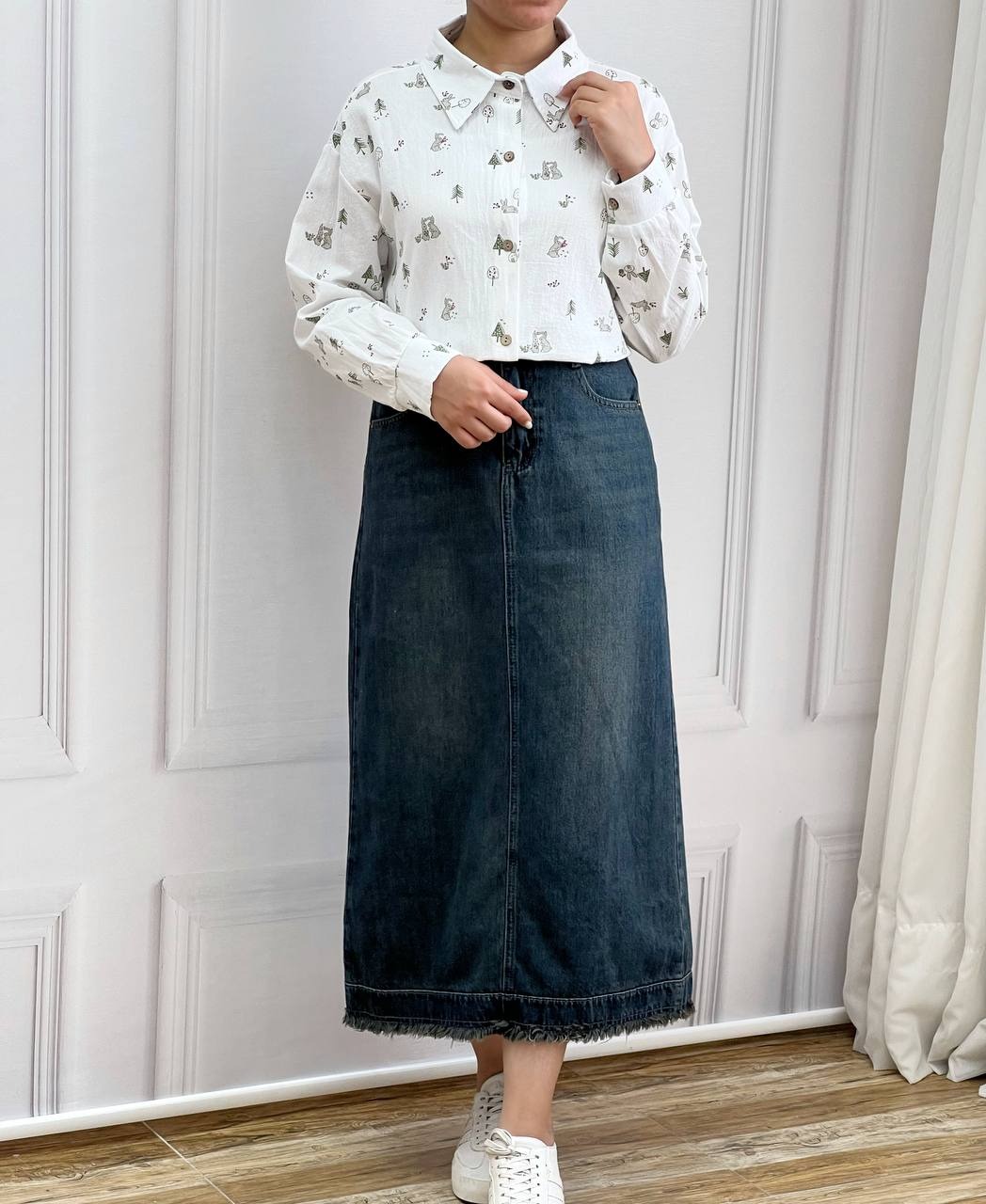 دامن جین تکرنگ کد 3578