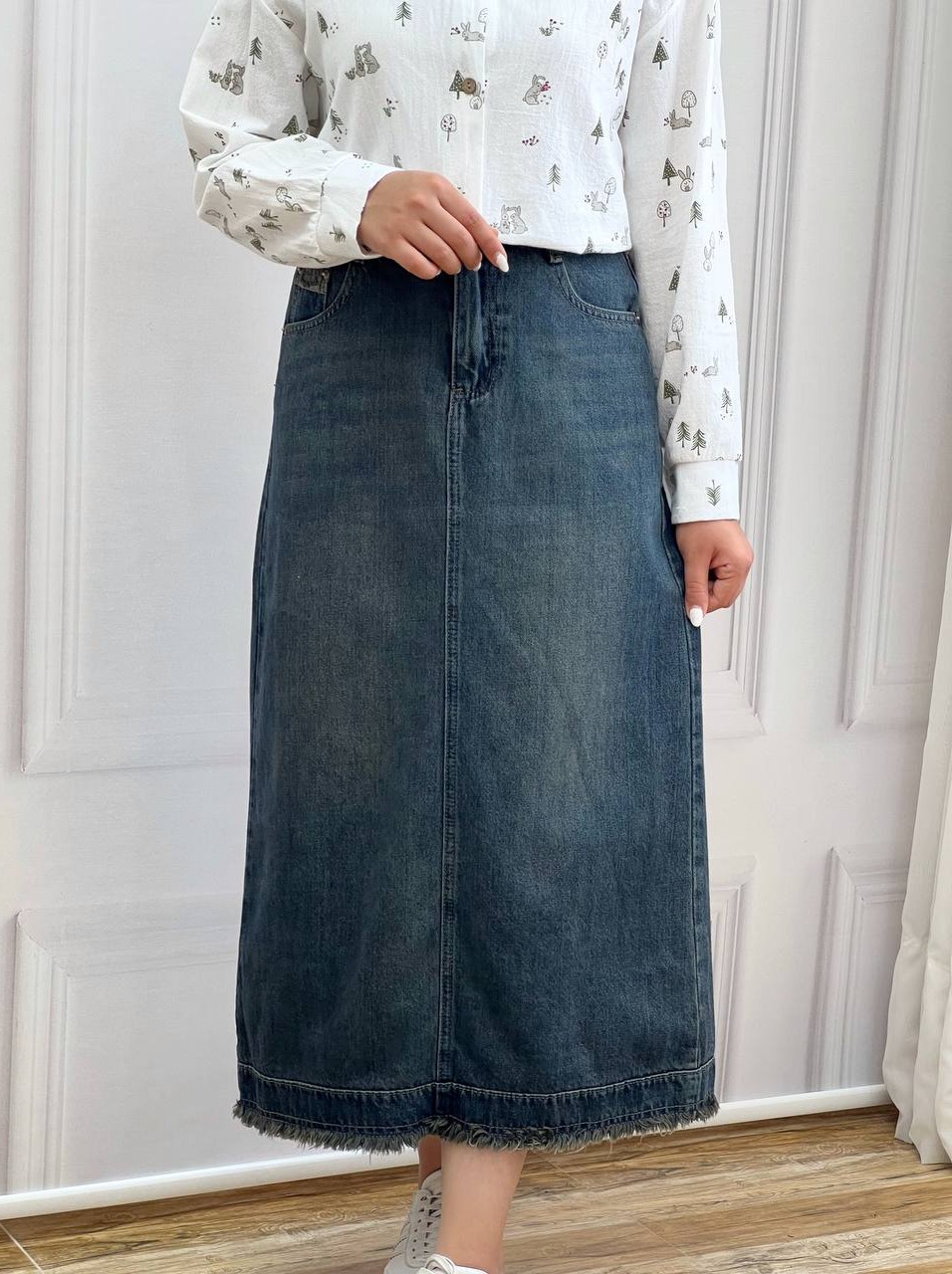 دامن جین تکرنگ کد 3578