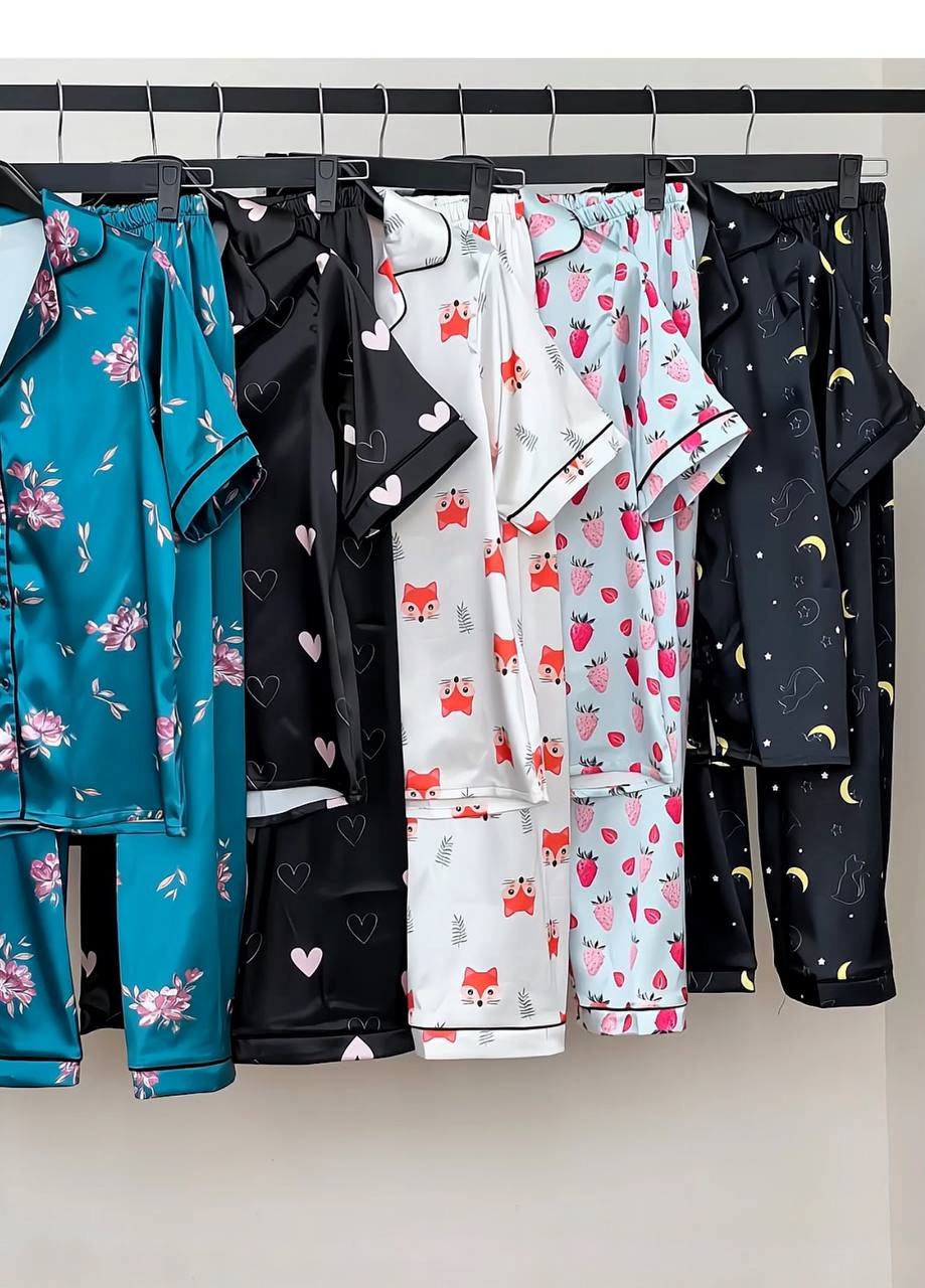 ست پیراهن و شلوار ساتن 5 طرح کد 3580