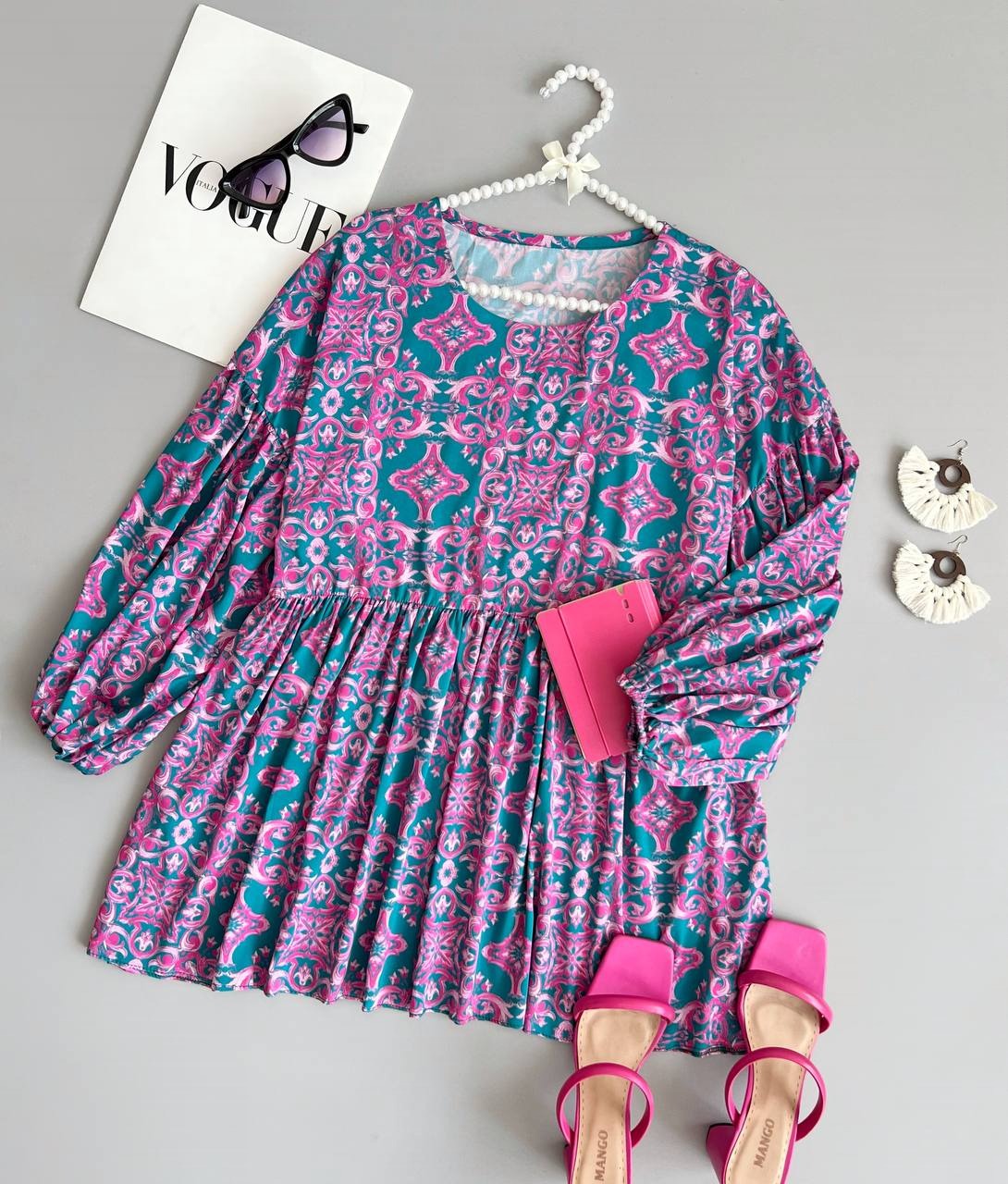 تونیک کمر چین طرحدار کد 3581