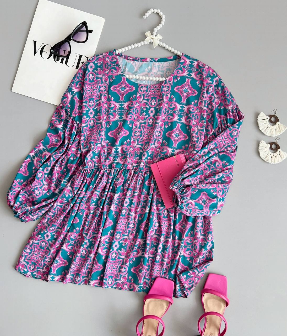 تونیک کمر چین طرحدار کد 3581