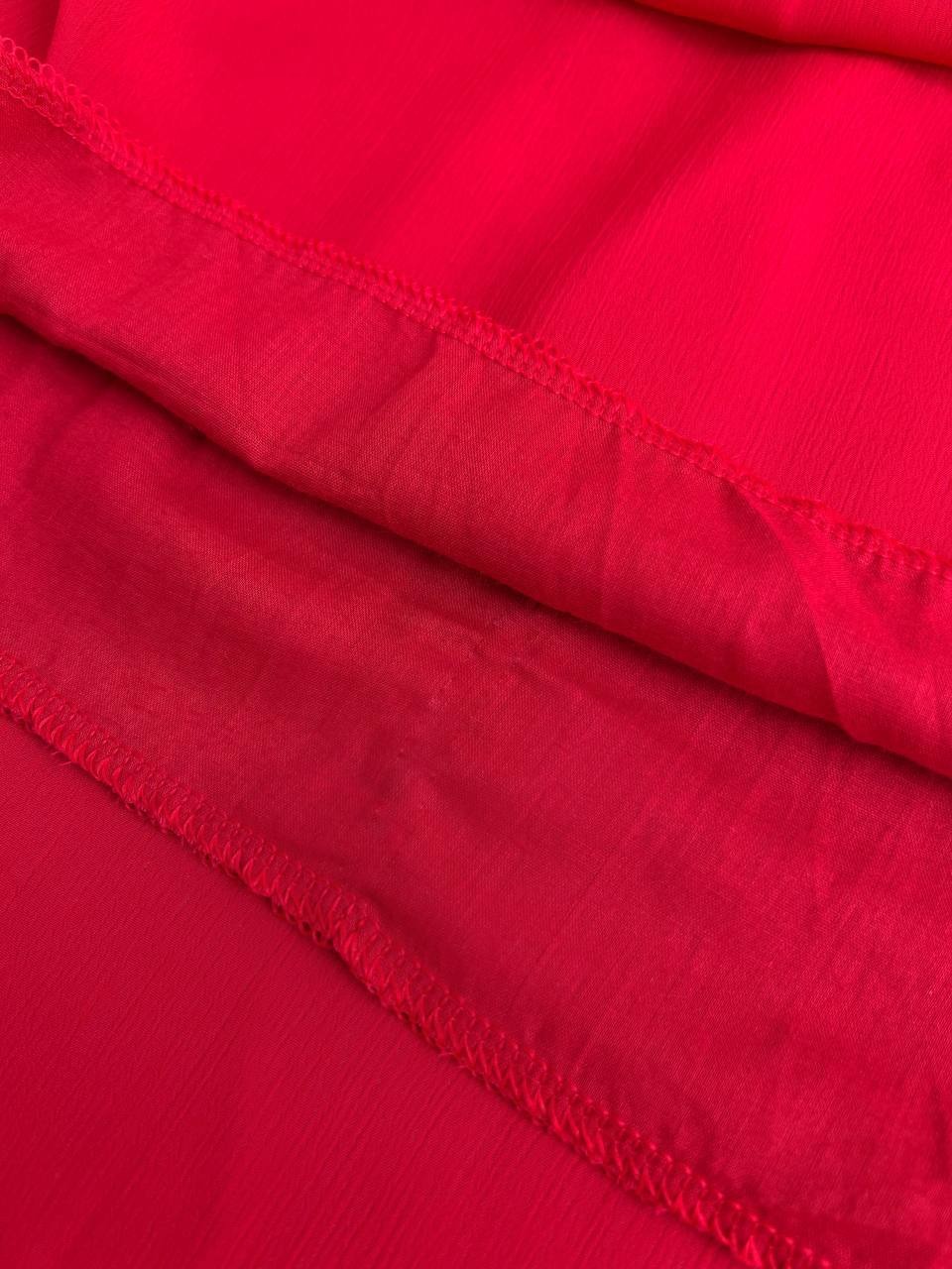 پیراهن بلند گلدوزی قرمز کد 3587