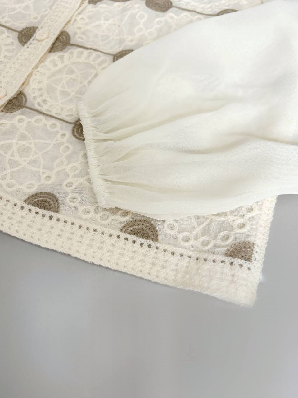 شومیز قلاب بافی آستین حریر مدل 4 کد 3589