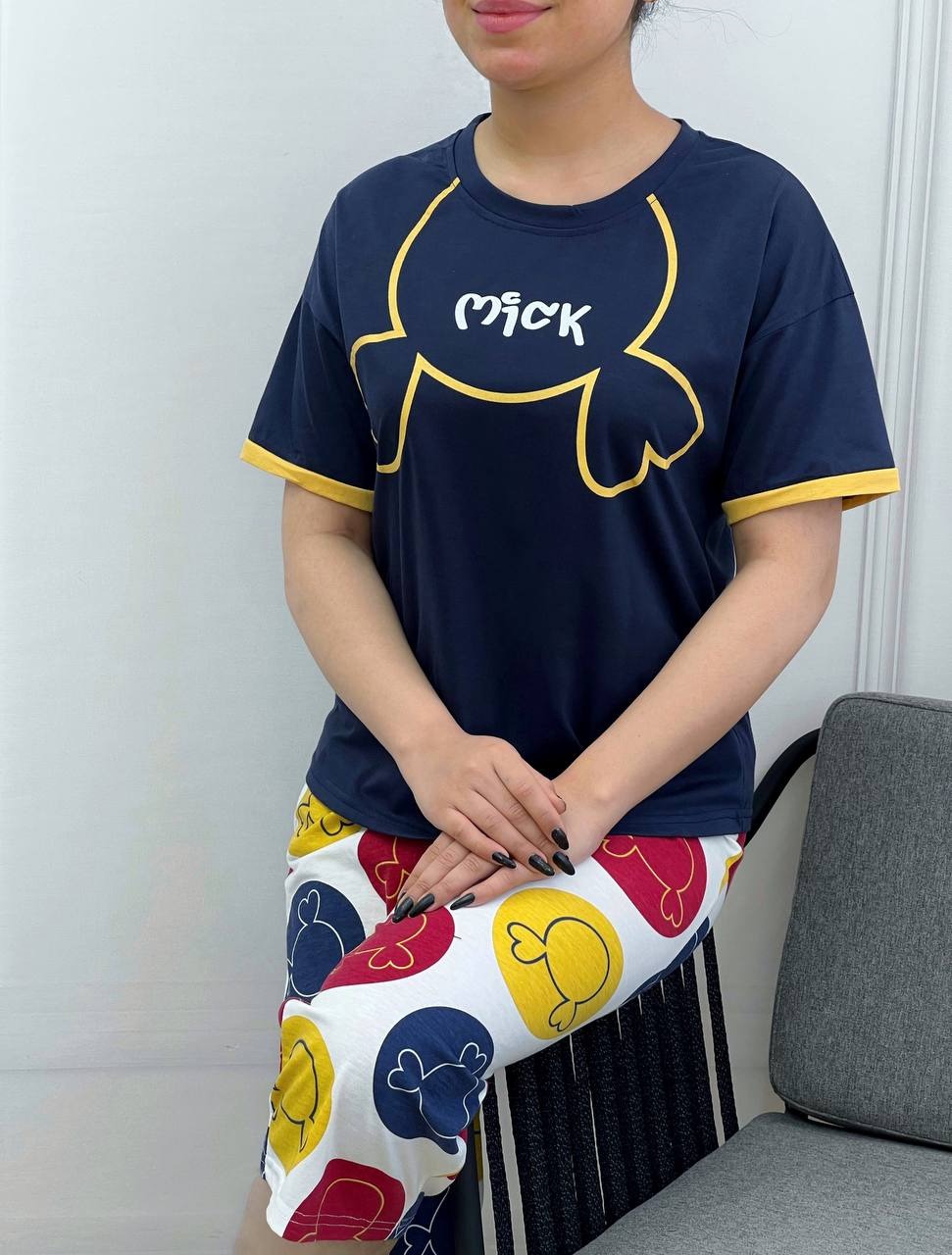 ست تیشرت و شلوارک نخ و پنبه مدل 2 کد 3592