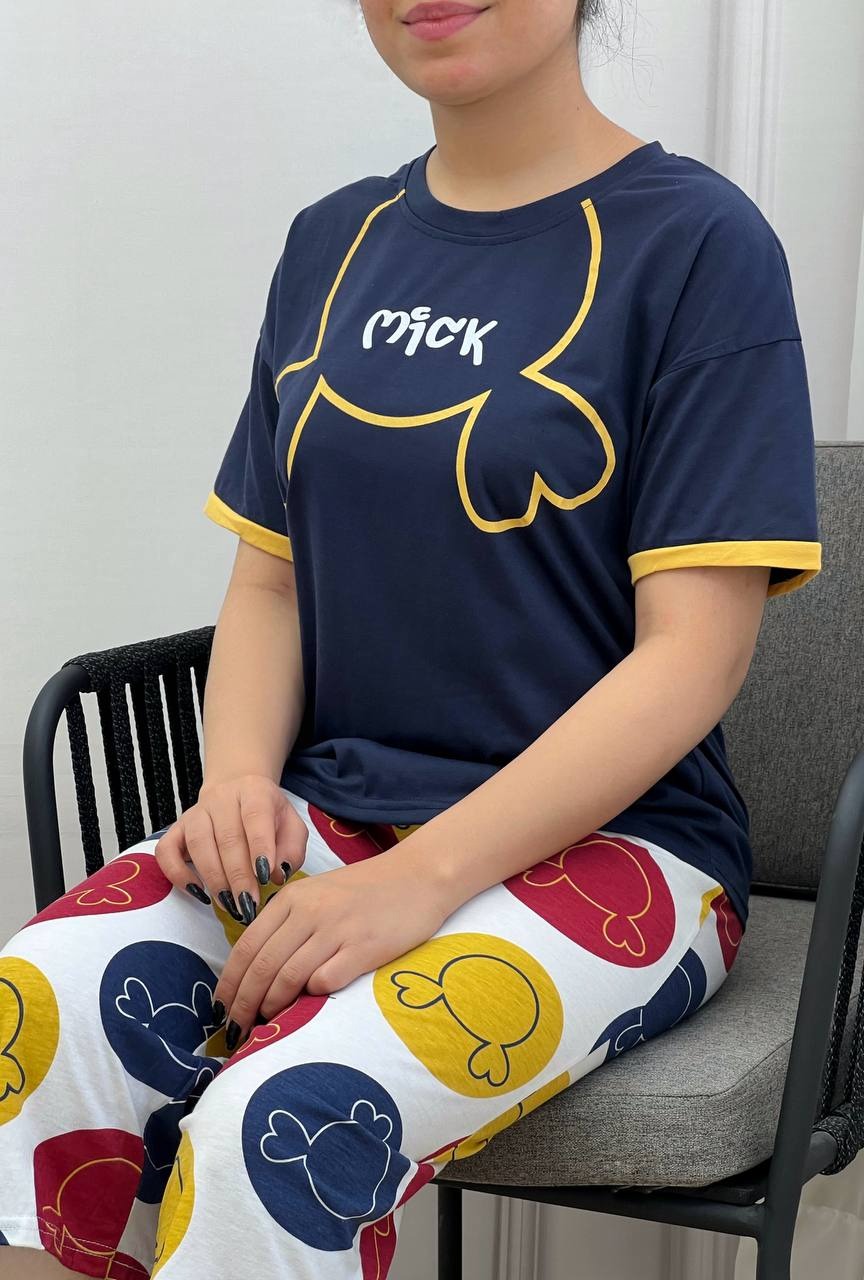 ست تیشرت و شلوارک نخ و پنبه مدل 2 کد 3592