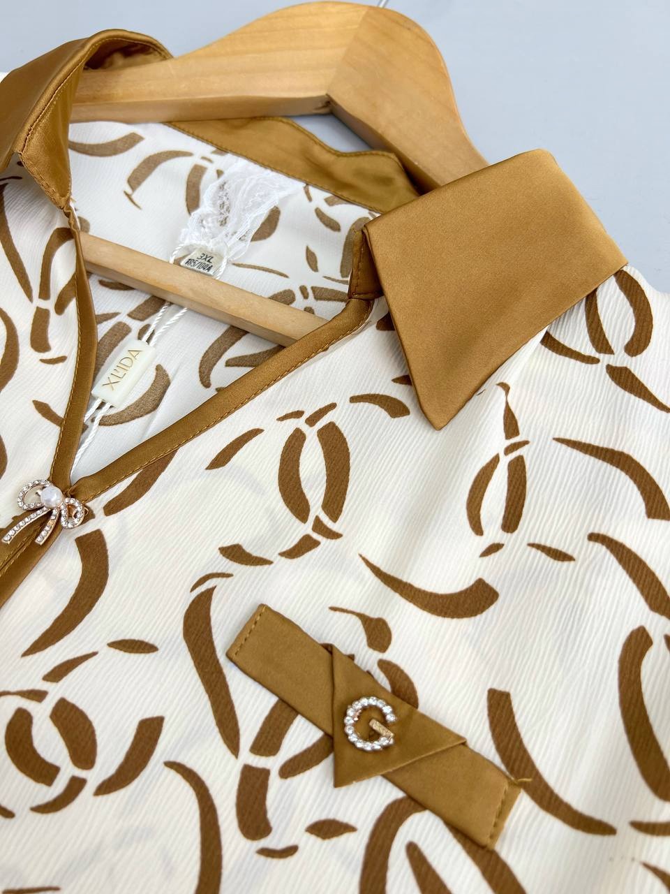 شومیز کرپ کریشه طرحدار کد 3594