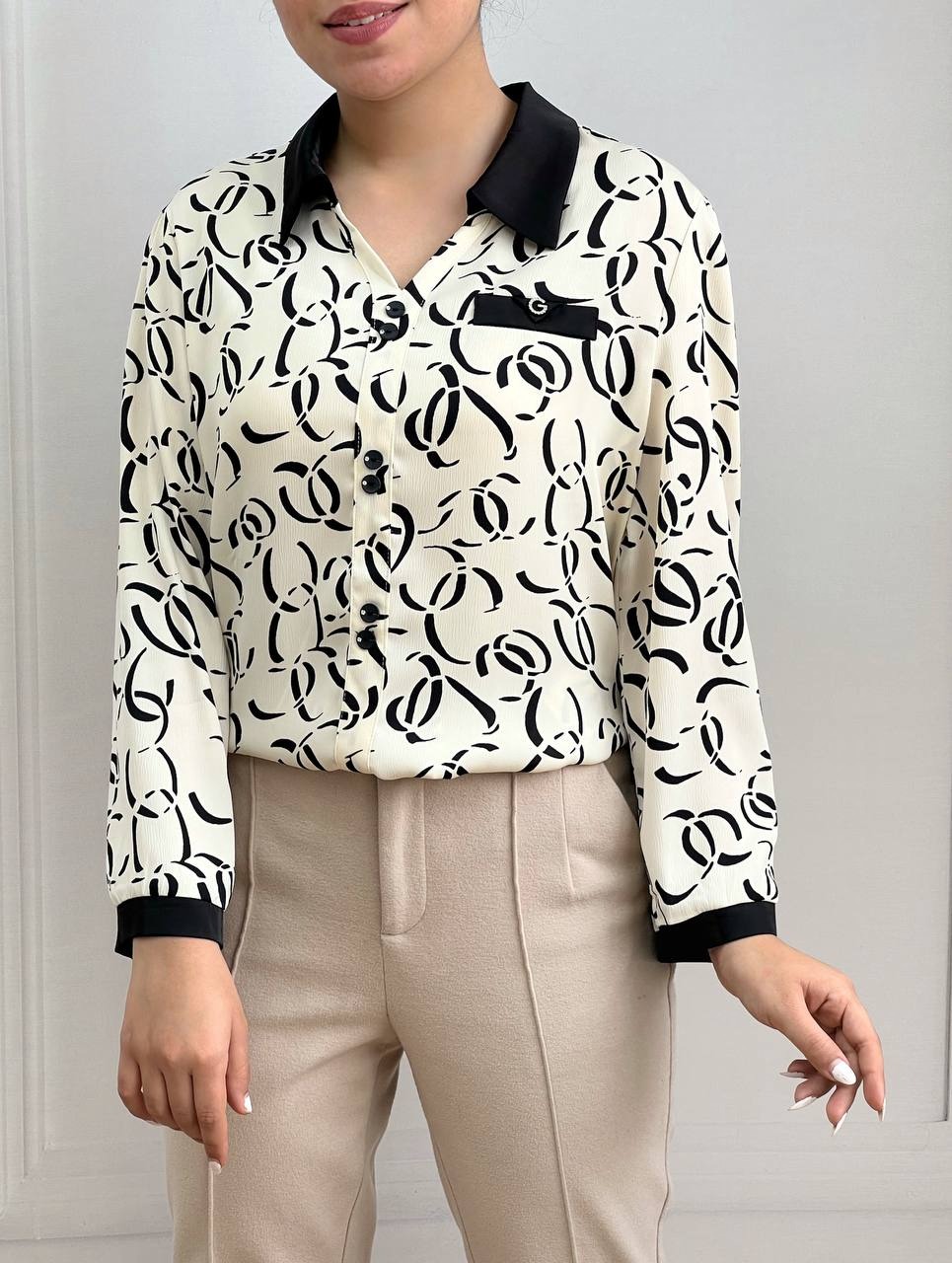 شومیز کرپ کریشه طرحدار کد 3594