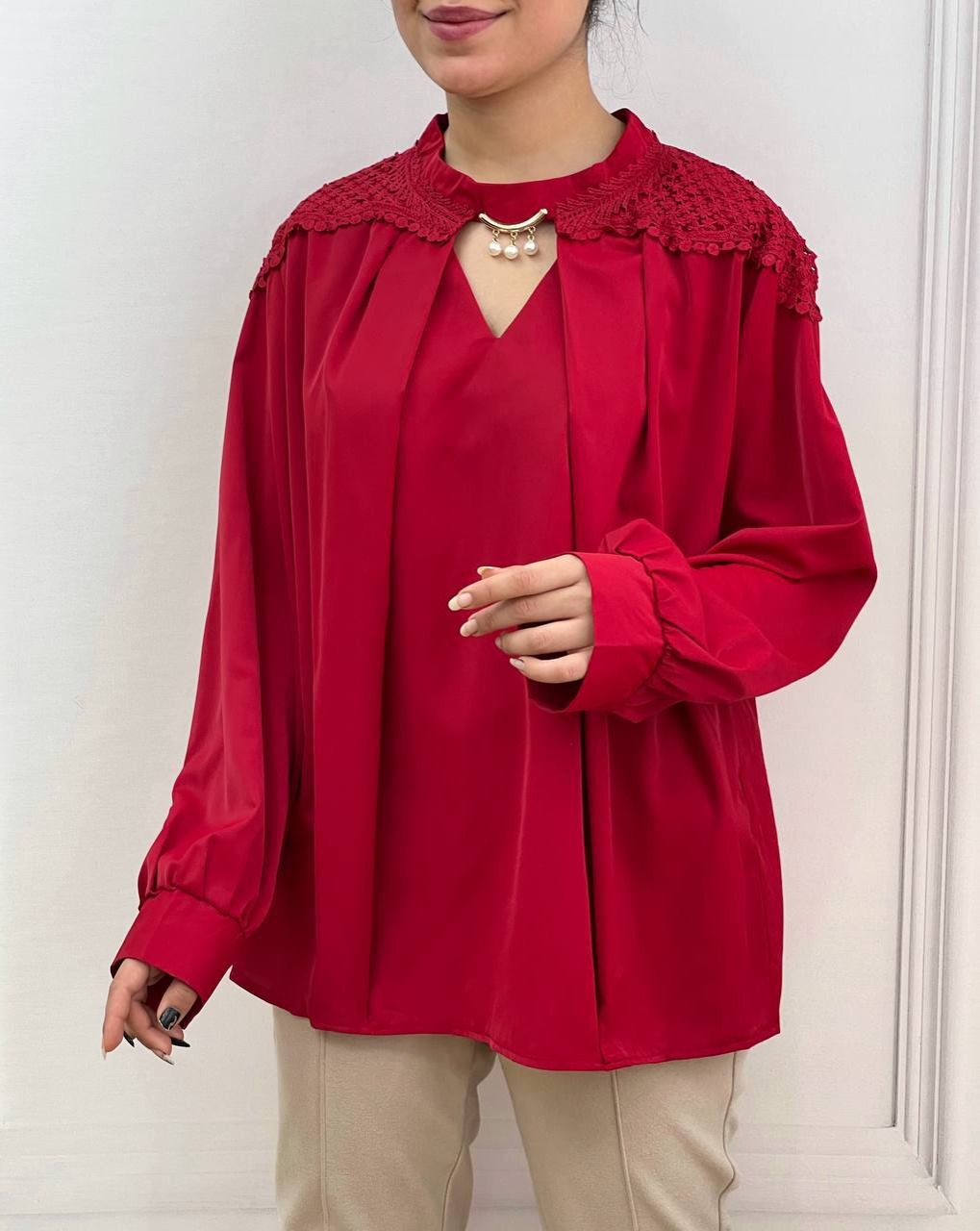 شومیز کرپ قواره دار کد 3597