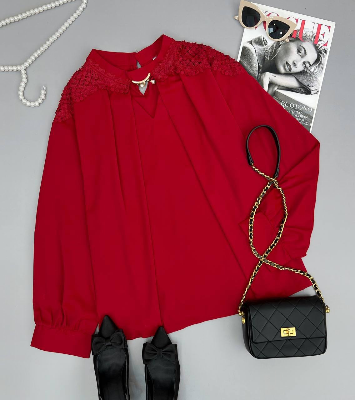 شومیز کرپ قواره دار کد 3597