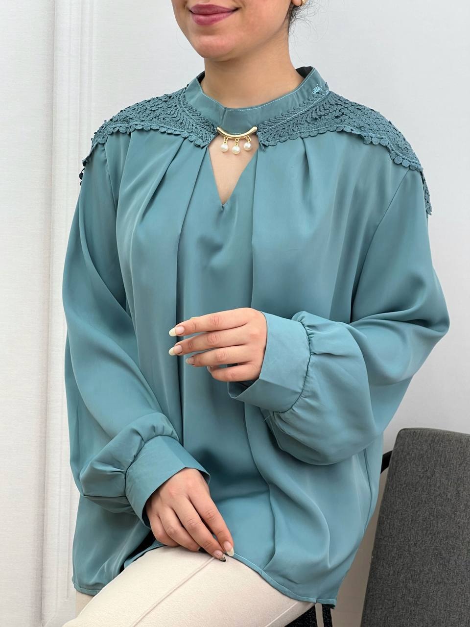 شومیز کرپ قواره دار کد 3597