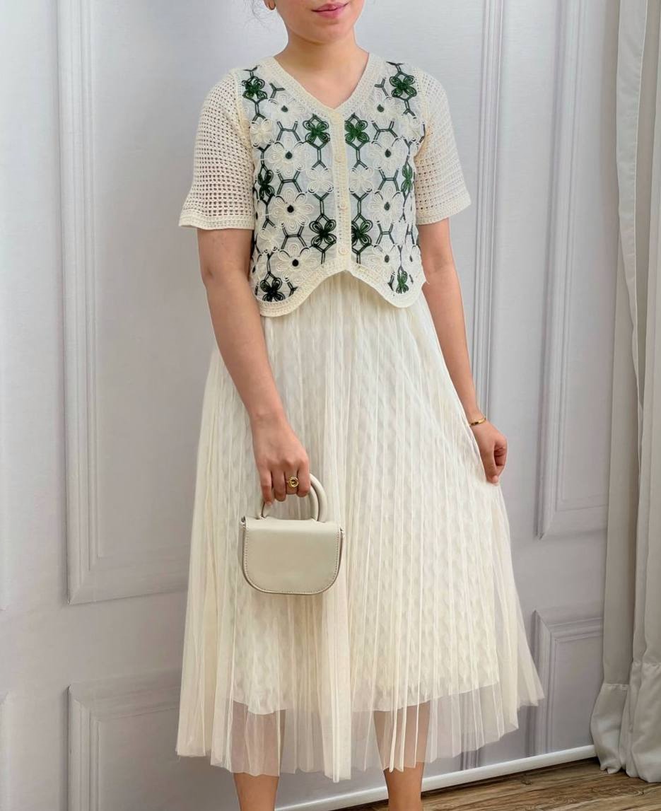 شومیز قلاب بافی آستین کوتاه کد 3602