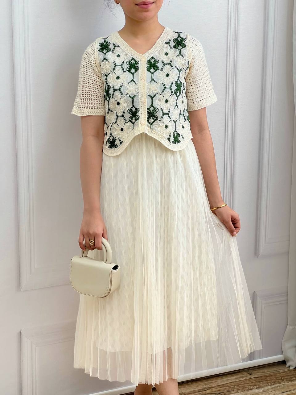 شومیز قلاب بافی آستین کوتاه کد 3602