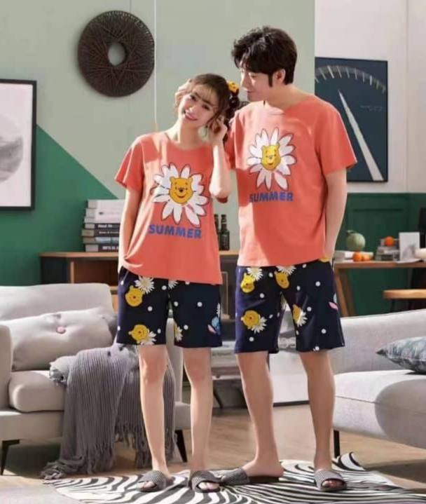 ست بلوز و شلوارک نخ و پنبه بابونه کد 3603