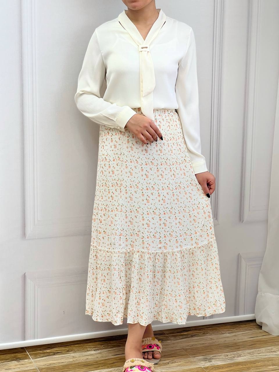 دامن پلیسه گل ریز 3 کد 3609