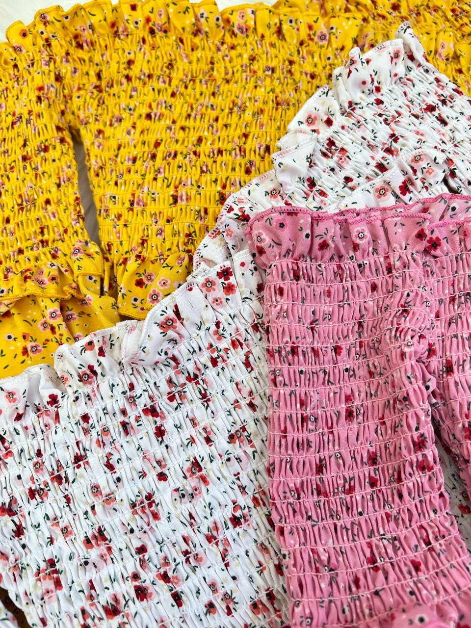 شومیز استین پف گل ریز یقه قایقی کد 3613