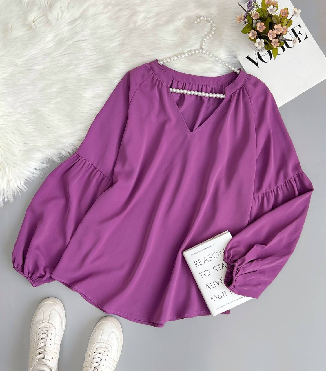 تونیک کرپ استین پف کد 3617