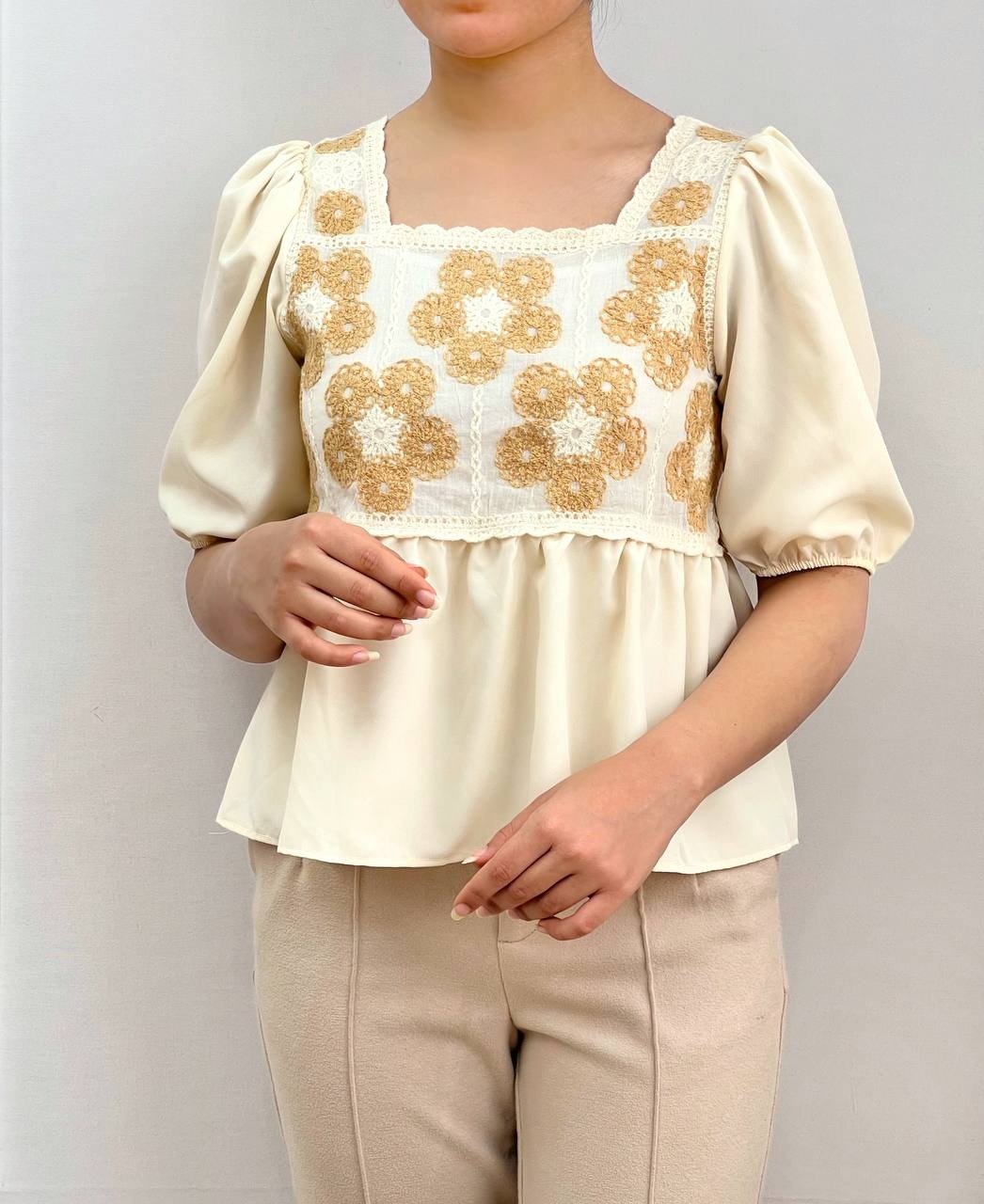 شومیز قلاب بافی استین کوتاه مدل 2 کد 3620