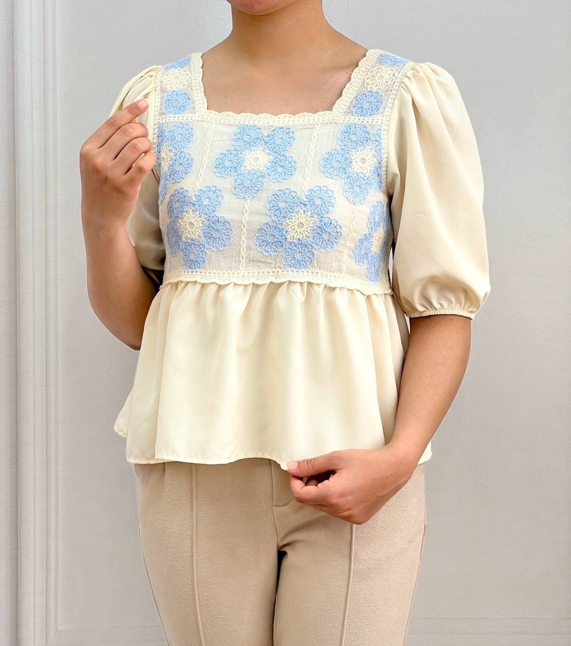 شومیز قلاب بافی استین کوتاه مدل 2 کد 3620