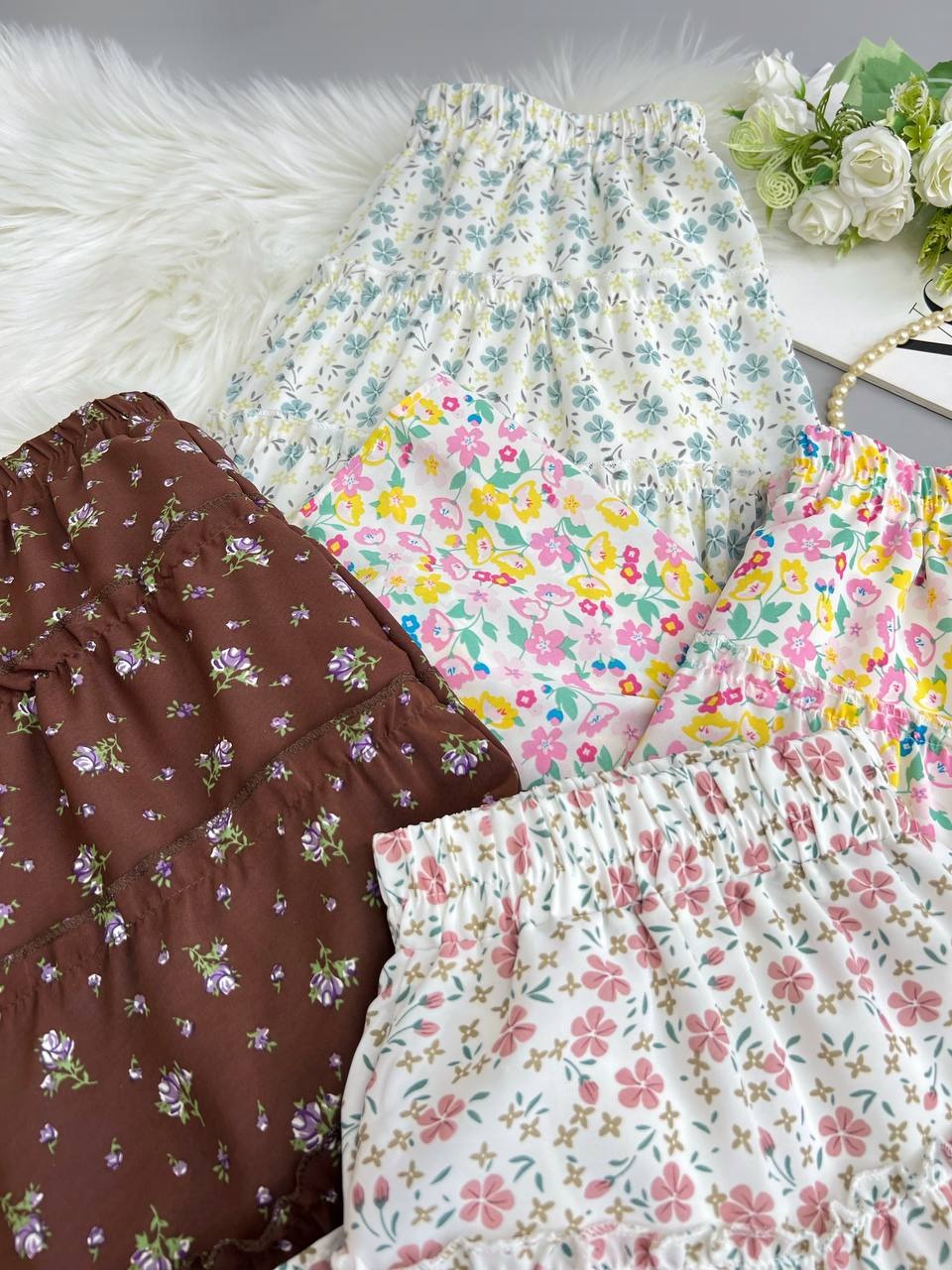 دامن کلوش میدی گل ریز کد 3623