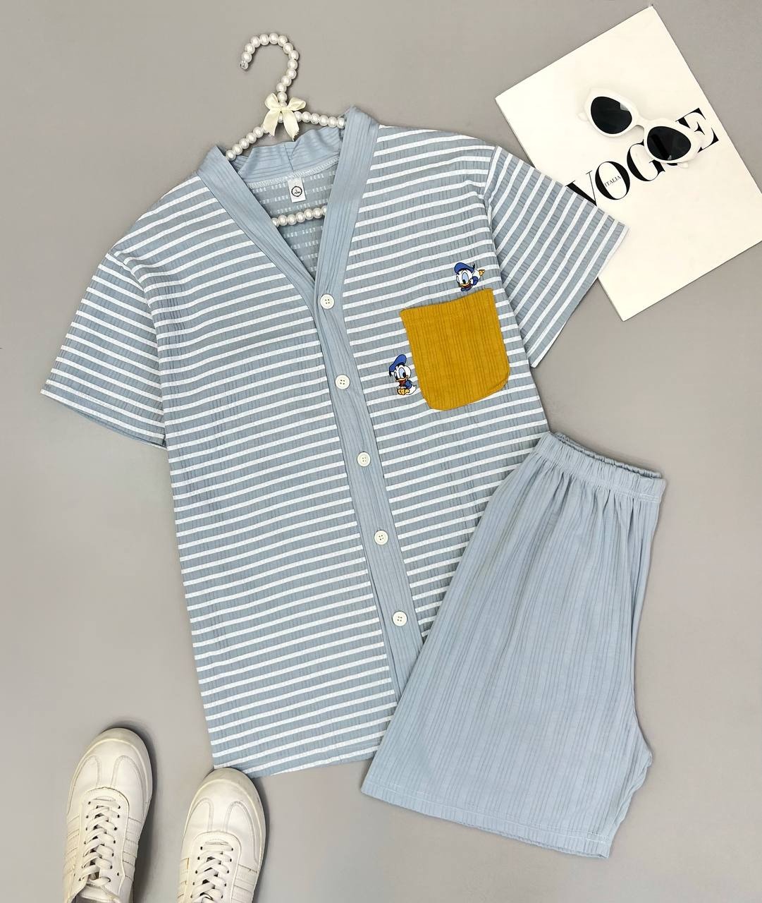 ست بلوز و شلوارک کبریتی کد 3625