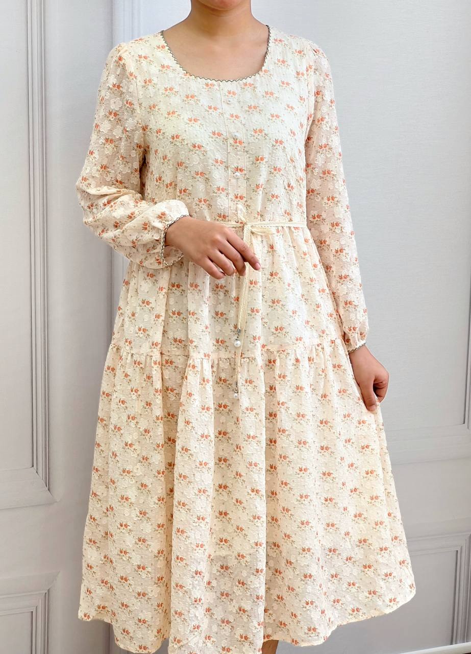 پیراهن کرپ گل برجسته کد 3630