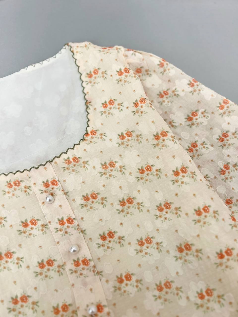 پیراهن کرپ گل برجسته کد 3630