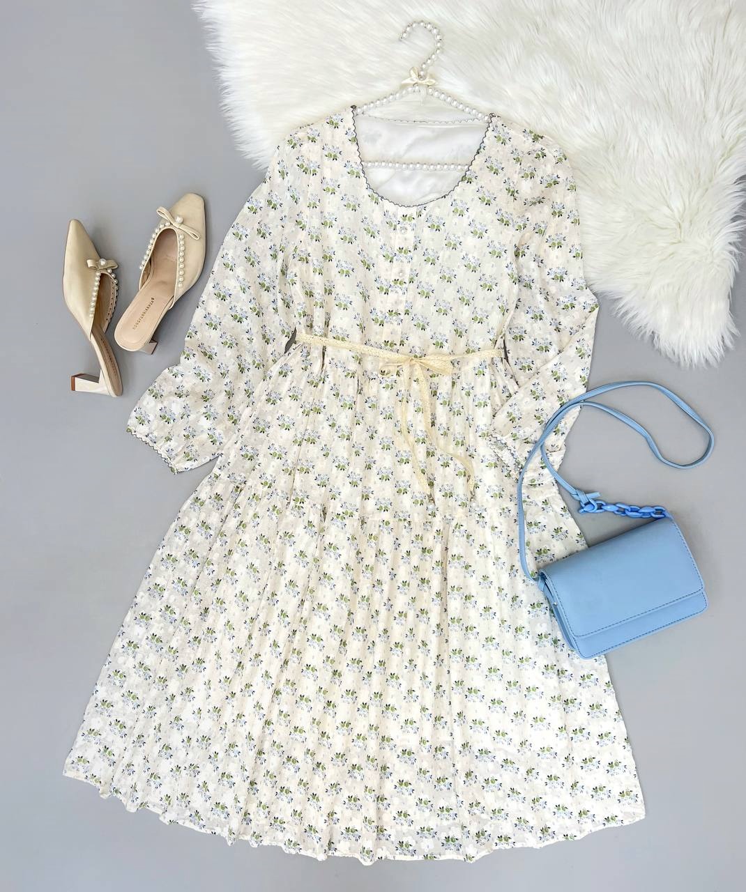 پیراهن کرپ گل برجسته کد 3630