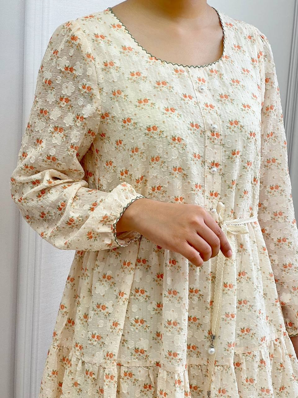 پیراهن کرپ گل برجسته کد 3630