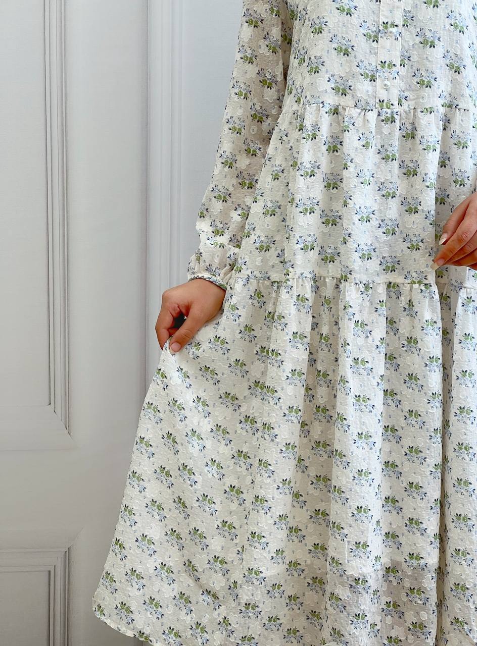 پیراهن کرپ گل برجسته کد 3630