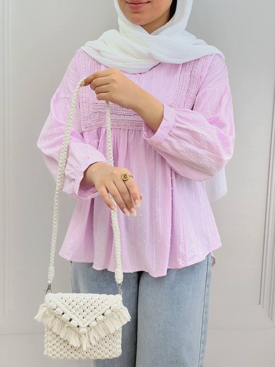 شومیز نخ گل برجسته کد 3632