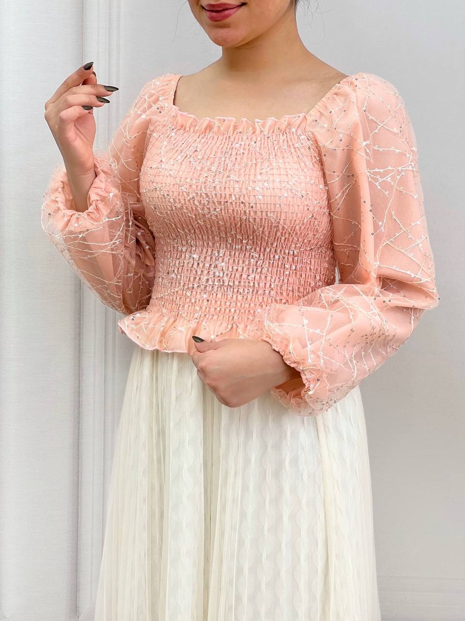 شومیز تمام پولک دولایه کد 3635