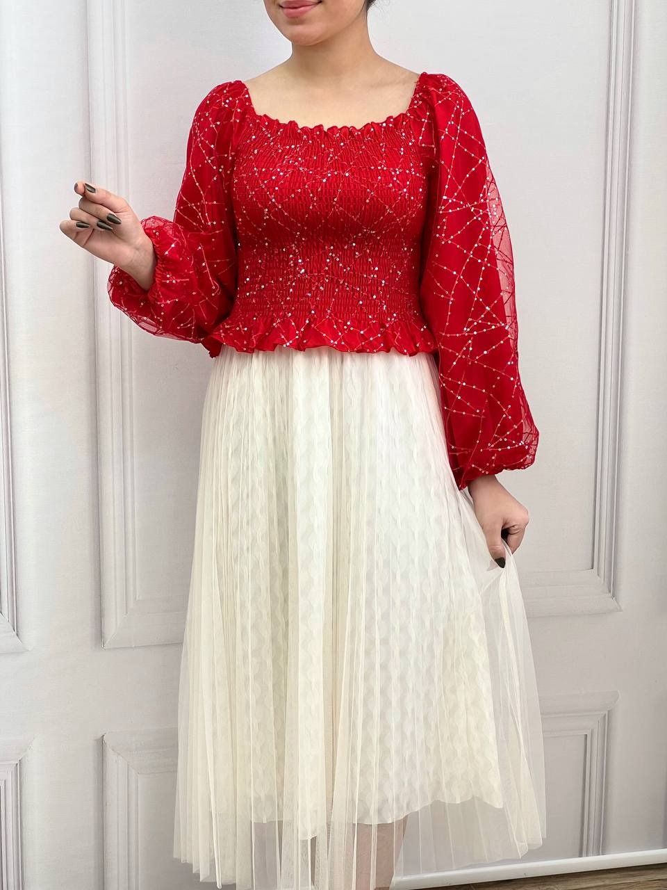 شومیز تمام پولک دولایه کد 3635