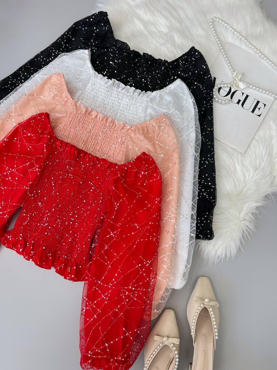 شومیز تمام پولک دولایه کد 3635