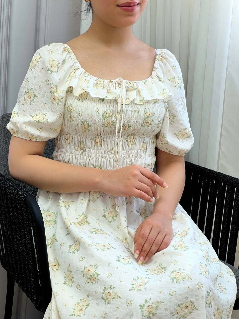 پیراهن کش ماسوره ای گل گلی کد 3638