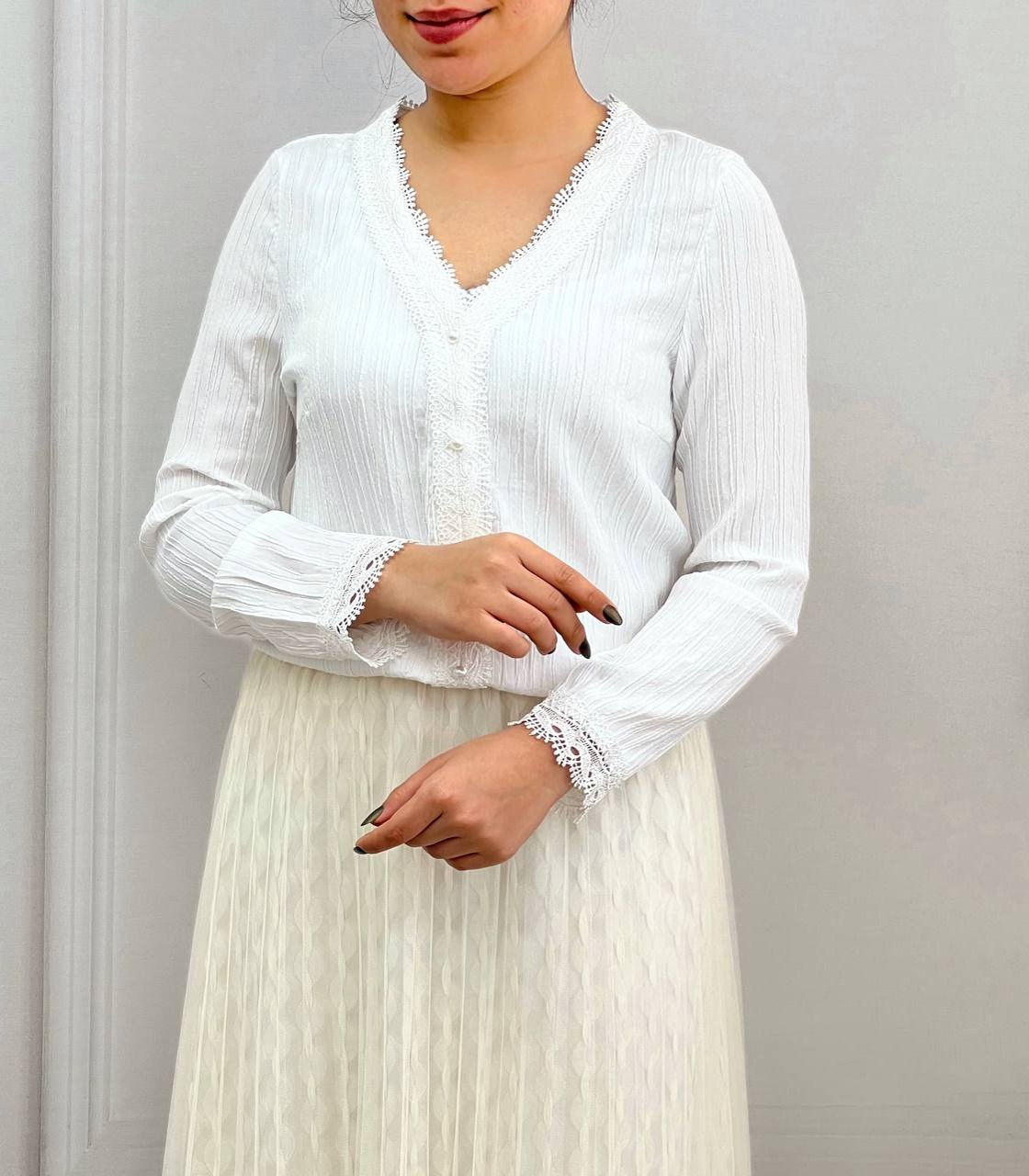 شومیز تکرنگ جلو دکمه کد 3640