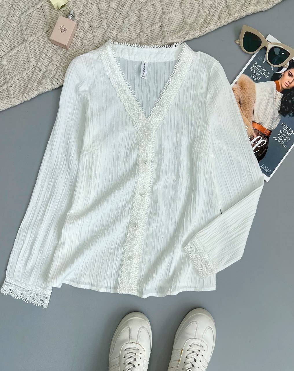 شومیز تکرنگ جلو دکمه کد 3640