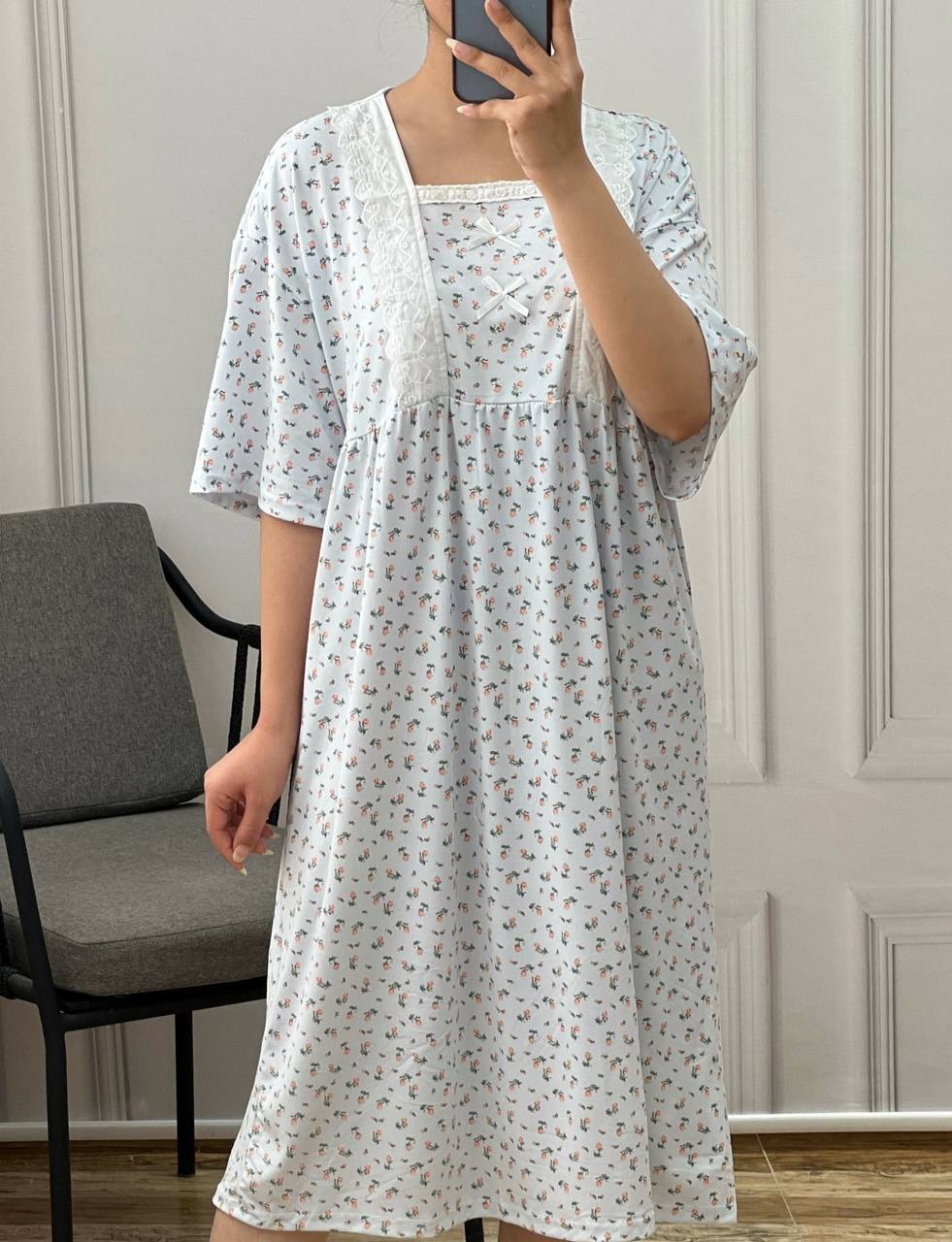 پیراهن گل ریز پنبه ای کد 3642