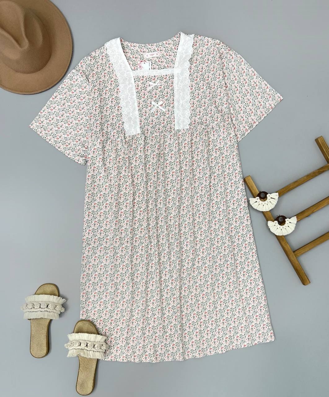 پیراهن گل ریز پنبه ای کد 3642