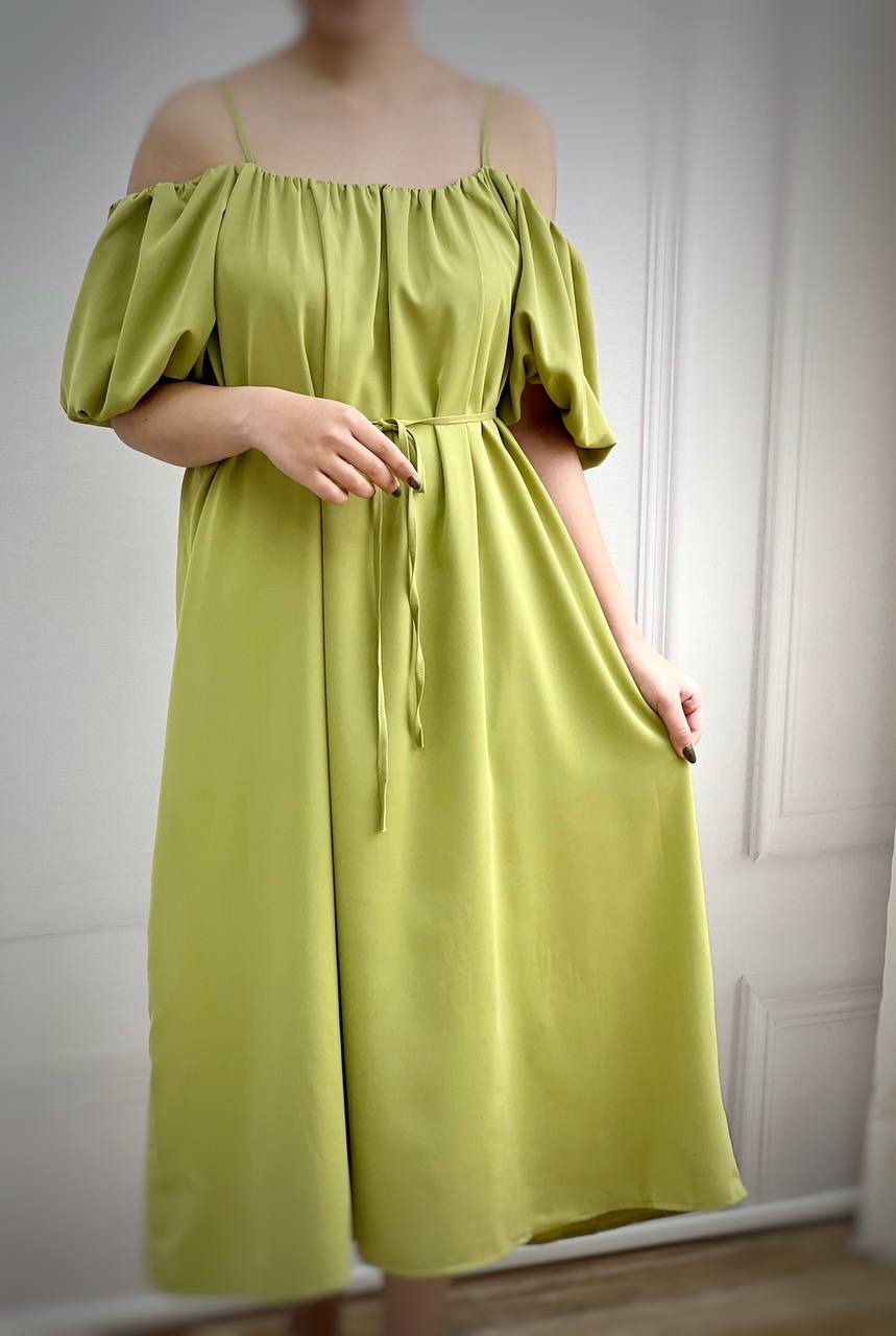 پیراهن آستین پف دو رنگ کد 3644