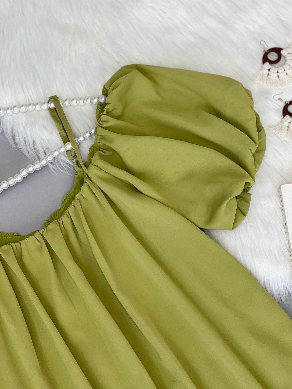 پیراهن آستین پف دو رنگ کد 3644