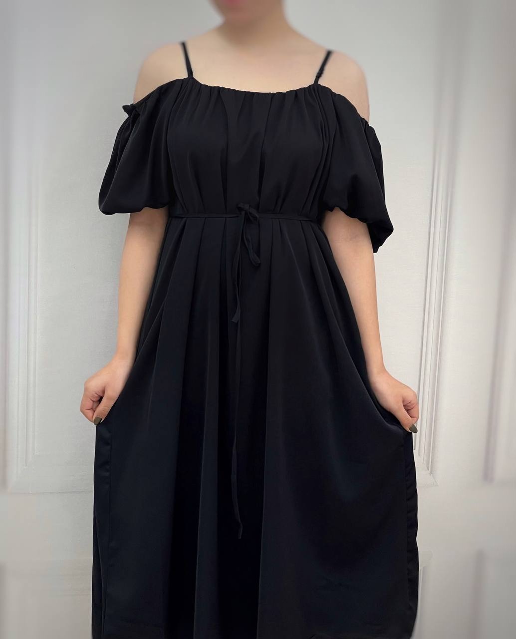 پیراهن آستین پف دو رنگ کد 3644