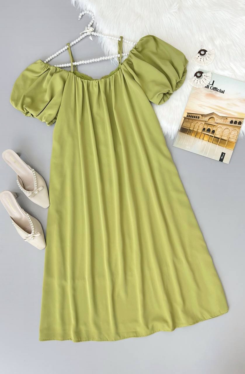 پیراهن آستین پف دو رنگ کد 3644